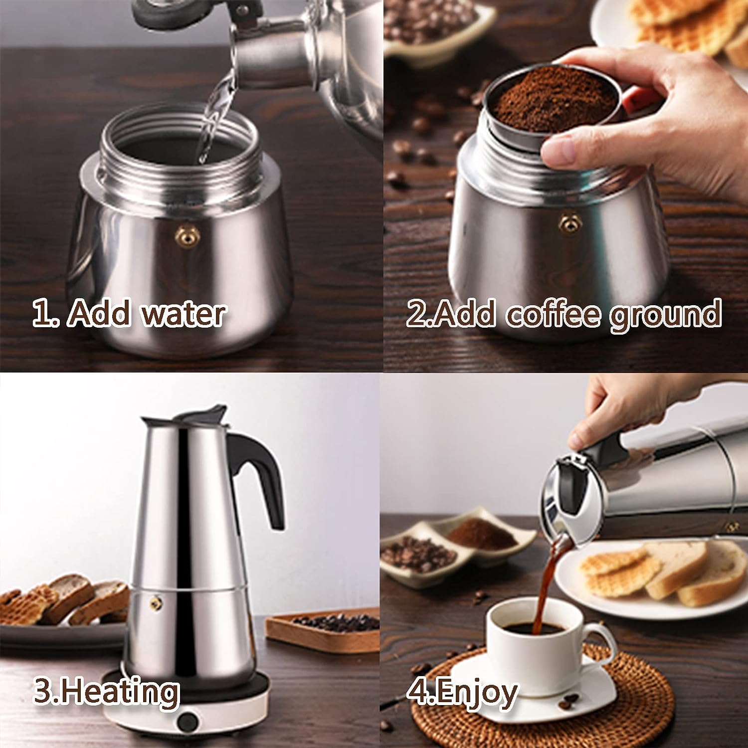 4/6/9 Cups Moka Pot Caffe Mach - Hero Coffee Equipment recension och pris